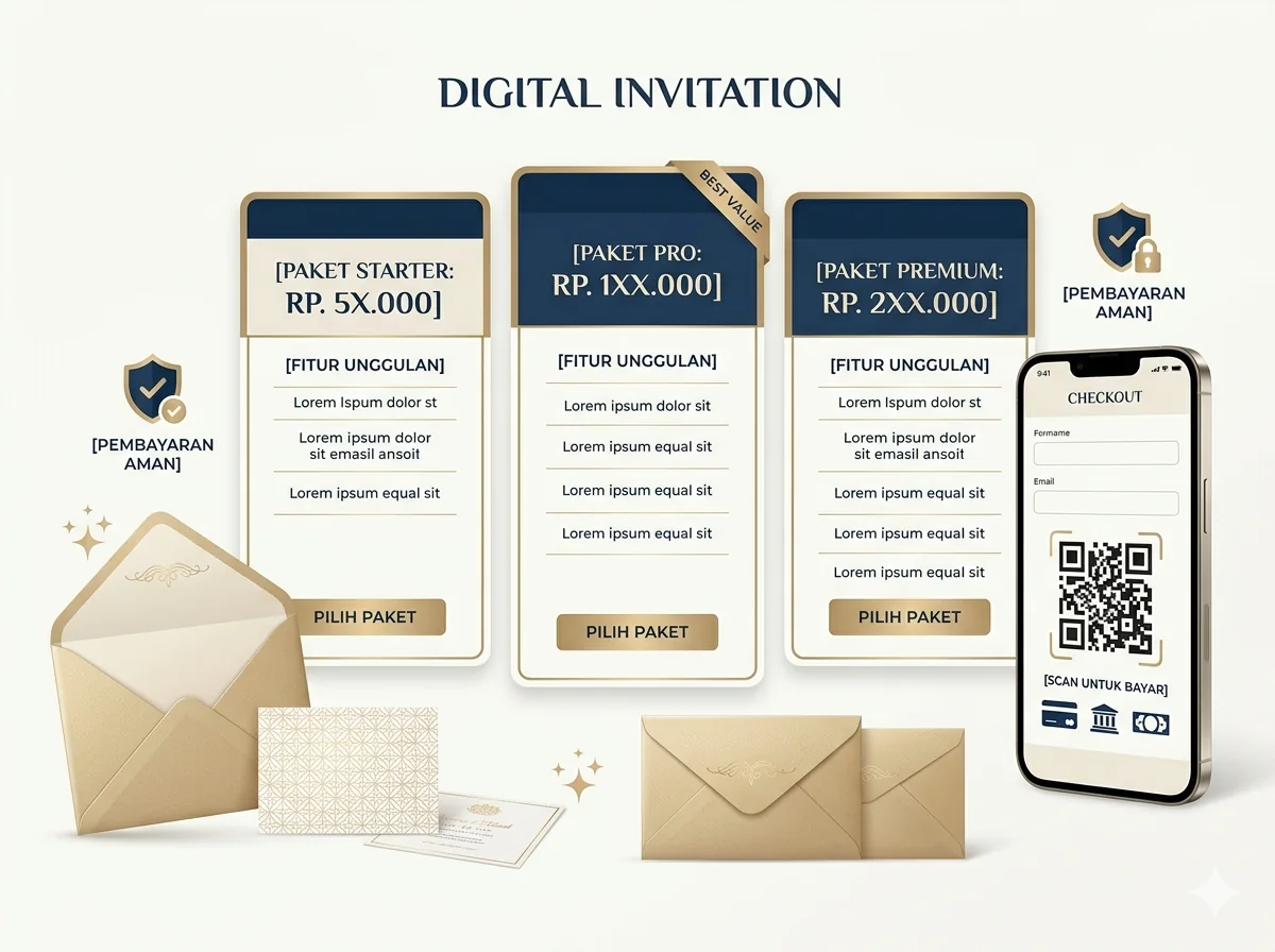 Ilustrasi pembayaran paket undangan digital
